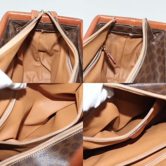 CELINE Macadam Canvas Hand Bag Pvc Leather Brown Gold - Picture 12 of 13